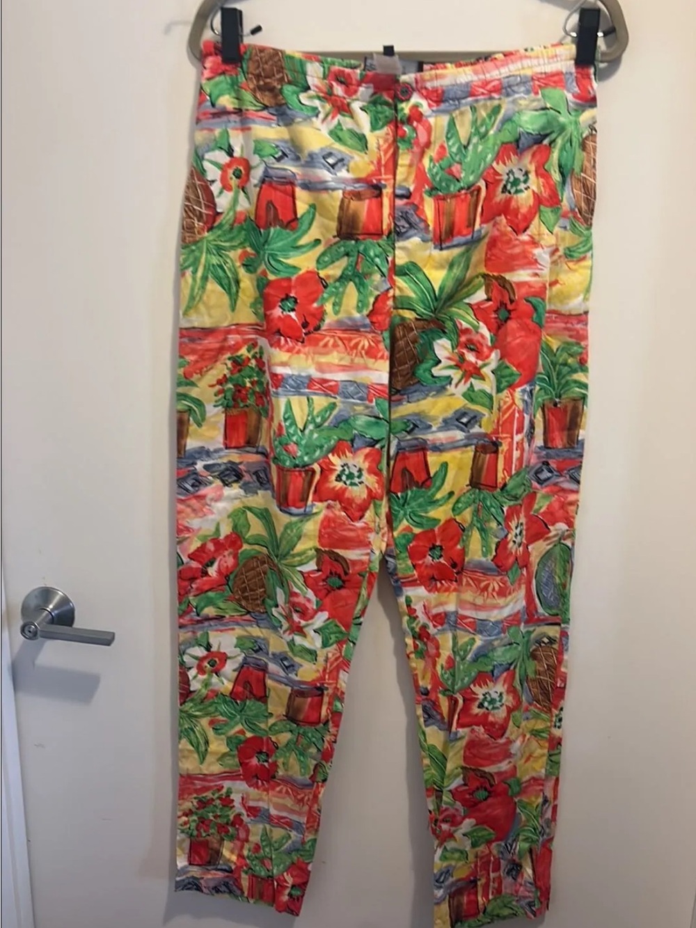 Bonnie Boynton Vintage Tropical Floral Print Lightweight Pants